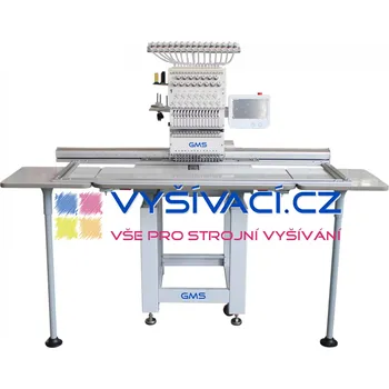 GMS vyšívací stroje vyšívací stroj GMS-FT1501XXL41 průmyslový 15-ti jehlový s extra velkou pracovní plochou 41x120cm vybavení stroje: bez vyšívání čepic