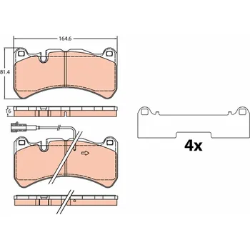 Brzdová destička Sada brzdových destiček, kotoučová brzda TRW GDB2306