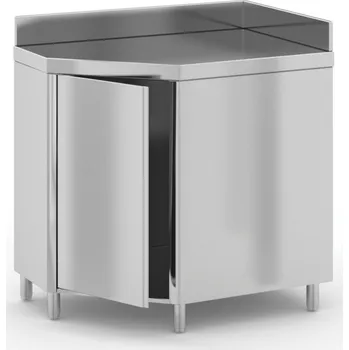 Dílenský stůl Rohový nerezový stůl se skříňkou, 1100 x 700 x 850 mm