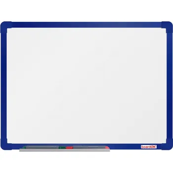 Bílá magnetická popisovací tabule boardOK 600 x 450 mm, modrý rám