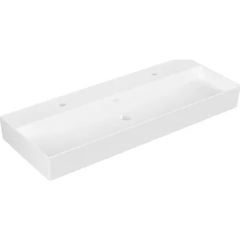 Umyvadlo Villeroy & Boch Memento 2.0 umyvadlo 120x47 cm, 2x otvor pro baterii, bez přepadu, CeramicPlus, bílá Alpin (4A22CGR1)