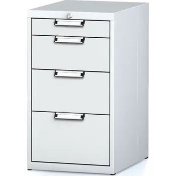 Alfa 3 Dílenský zásuvkový box na nářadí MECHANIC, 4 zásuvky, 480 x 600 x 840 mm, šedé dveře