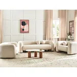 Sedací souprava krémově bílá sametové čalounění 5místná 3místná pohovka 2 křesla extra polštáře retro glamour art deco styl obývací pokoj Beliani