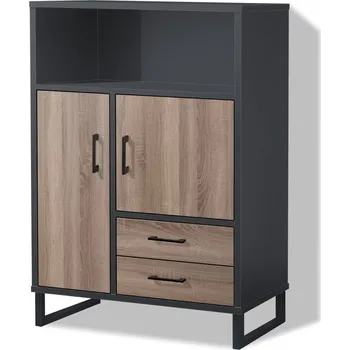 Šatní skříň Nabytekmorava Skříňka MAROKO 4 s LED osvětlením barevné kombinace: Antracit / dub sonoma tmavý