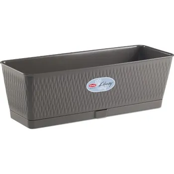 Květináč Samozavlažovací plastový truhlík na květiny LIBERTY 50 šedohnědá