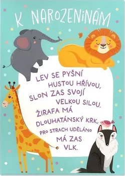 Albi Hrací přání do obálky k narozeninám Veselá zvířátka 14,8 x 21 cm