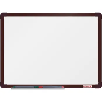 boardOK Bílá magnetická popisovací tabule boardOK, 600 x 450 mm, hnědý rám