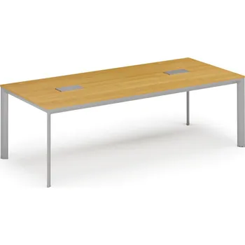 Psací stůl Jednací stůl PRIMO INVITATION, 240x120 cm, buk + 2x stolní zásuvka TYP I, stříbrná
