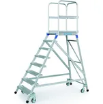 ZARGES Hliníkový pojízdný žebřík s plošinou, 8 příček, výška plošiny 1,92 m