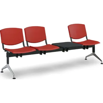 EUROSEAT Plastová lavice do čekáren SMILE, 3-sedák, se stolkem, červená