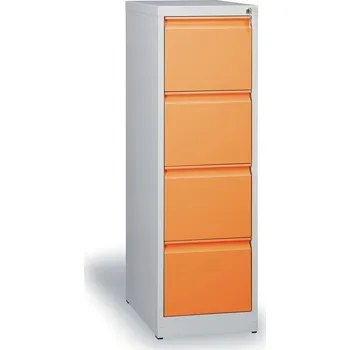 Kartotéka Kovová kartotéka A4, 4 zásuvky, demontovaná, šedá / oranžová