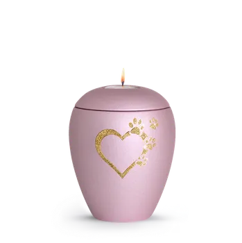 Smuteční dekorace Zvířecí urna Verona Heart se svíčkou - Rose 1,5l