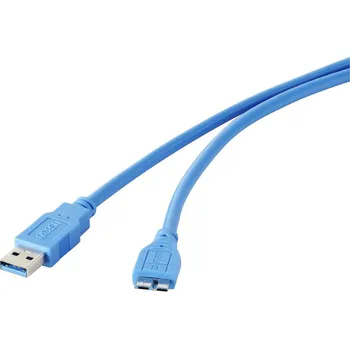 Mobilní telefon USB 3.0 [1x USB 3.0 zástrčka A - 1x micro USB 3.0 zástrčka B] 0.30 m modrá pozlacené kontakty Renkforce