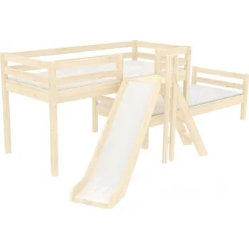 Postel Domestav DOMINO - Zvýšené jednolůžko posuvné zábrana C buk cink, mořený