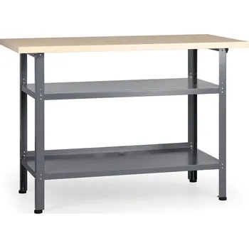 Dílenský regál Pracovní stůl do dílny HOBBY III, 840 x 1200 x 600 mm, 2 police