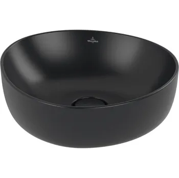 Villeroy & Boch Antao umyvadlo na desku 40x39,5 cm, bez přepadu, Ceramic Plus, Pure Black (4A7240R7)