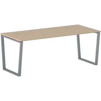 Psací stůl Kancelářský stůl PRIMO IMPRESS, 200x90 cm, šedostříbrná podnož, buk