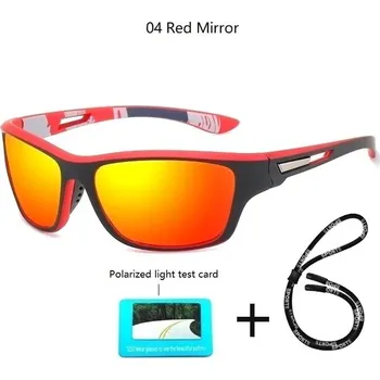 Sportovní polarizační sluneční brýle s řetízkem UV400 - 04 Červené zrcadlo