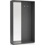 PLAN Šatní stěna BORDER se zrcadlem, 2 háčky, grafitová