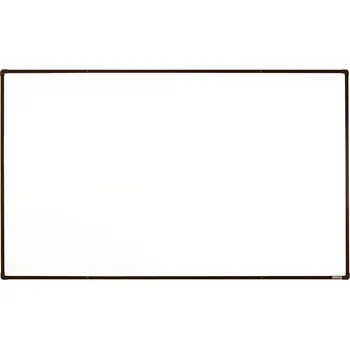 boardOK Bílá magnetická popisovací tabule s keramickým povrchem boardOK, 2000 x 1200 mm, hnědý rám
