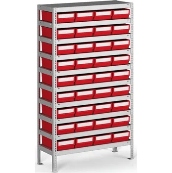 Dílenský regál Corping Regál s plastovými boxy ShelfBox, 1600 x 800 x 500 mm, 36x box F