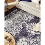 Koberec fialový bílý viskóza a bavlna 140 x 200 cm se vzorem se střapci vintage styl Beliani