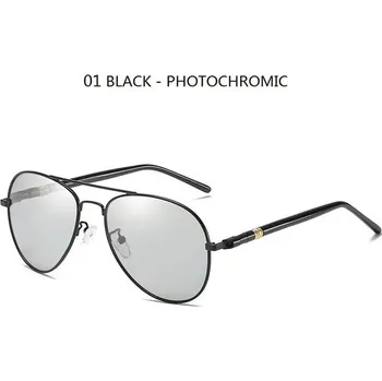 Polarizační fotochromatické pilotní sluneční brýle unisex - 01 Černo-fotochromatické