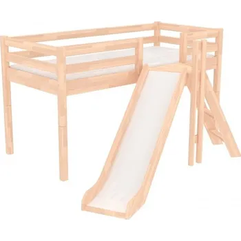 Postel Domestav DOMINO - Zvýšené jednolůžko se stojanem a skluzavkou, buk cink olejovaný
