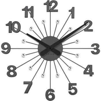 Hodiny LAVVU Černé antracitové hodiny s kameny Nuance ⌀49cm LCT5011 (LAVVU Černé antracitové hodiny s kameny Nuance ⌀49cm LCT5011)