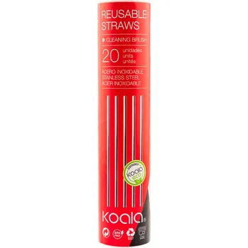 KOALA Slámka/brčko nerezové rovné s čistítkem Set 20 ks