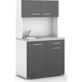 Kancelářská sestava Kuchyňka s dřezem a baterií, bílá/grafitová
