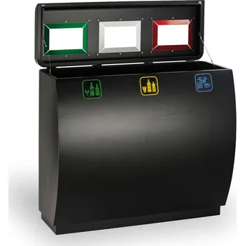 Odpadkový koš Odpadkový koš na tříděný odpad, 3x50 l, kovový