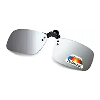 Sluneční brýle QiiM P-21 Polarizační Klips na Dioptrické Brýle, Zrcadlově Stříbrný, UV400, 60x41mm (polarizační klips | QiiM P-21 | dioptrické brýle | zrcadlově stříbrný | UV400 ochrana | 60x41mm | 9g | polohovací | anorganické sklo | řidičské brýle | rybářské brýle |)