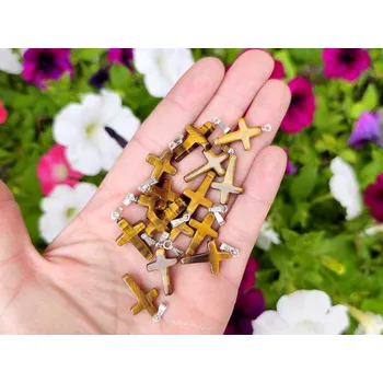 Přívěsek Tygří oko přívěsek mini křížek úchyt Ag 925/1000