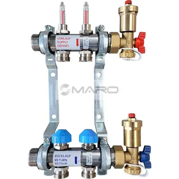 Skříň rozdělovače Deltatop Rozdělovač podlahový s automatickým odvzdušněním HKV-D 2, 1", pro 2 okruhy (220 mm), 504502