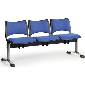 Corping Čalouněná lavice do čekáren SMART, 3-sedák, modrá, chromované nohy