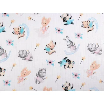 Bavlněná plenkovina / mušelín zvířecí baletky š. 80 cm