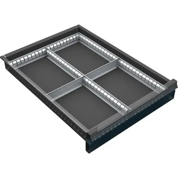 Skříňka na nářadí Organizér nářadí do zásuvky skříní KOVOS se šířkou 500 mm, 4 přihrádky, 60 - 120 mm