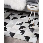 Koberec Černá Šedá Pravá kůže Vlna Plsť 160 x 230 cm Krátký vlas Geometrický vzor Ručně vyráběný Obdélníkový Beliani