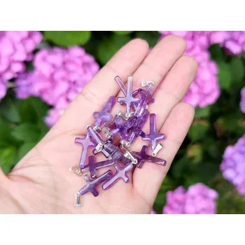 Přívěsek Ametyst přívěsek mini křížek úchyt Ag 925/1000
