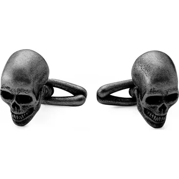 Manžetový knoflíček Aspero | Šedé manžetové knoflíčky s lebkou z nerezové oceli - Lucleon