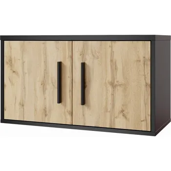 Šatní skříň Nástavec na skříň NEJBY GIANNI s dvířky, černá/dub wotan + PROVĚŘENO zákazníky + vyzvednutí ZDARMA