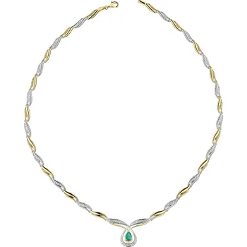 Náhrdelník Zlatý náhrdelník s diamanty a smaragdem - ryzost 585 - 109.881