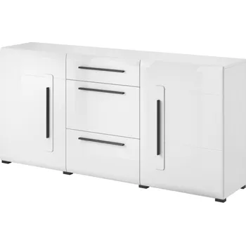 Komoda JEOLLA komoda 2D3S typ 1, bílá/bílý lesk + vyzvednutí ZDARMA