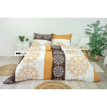 Povlečení Stanex Ložní povlečení bavlněné Mandaly hnědé (LS238) ROZMĚR: 140x220 cm + polštář (90x70 cm)