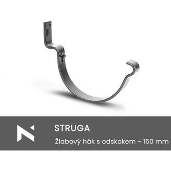 okap STRUGA Žlabový hák čelní s odskokem - 150 mm stříbrná (RAL 9006)