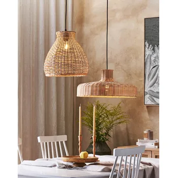Závěsná lampa přírodní ratanové stínidlo ručně vyrobené svítidlo boho design obývací pokoj ložnice Beliani
