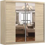 Šatní skříň POLICARPO 36 šířky 233 cm se zrcadlem, dub sonoma +možnost VÝNOSU + vyzvednutí ZDARMA