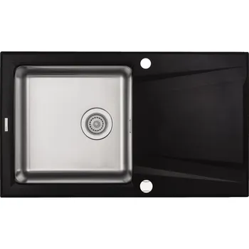 Granitový dřez Deante Prime granitový a ocelový dřez 86x50 cm šedá/grafitová/onyx ZSR_G113