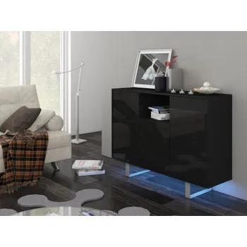 Komoda Komoda BOKARO 4, černá/černý lesk, 5 let záruka + vyzvednutí ZDARMA